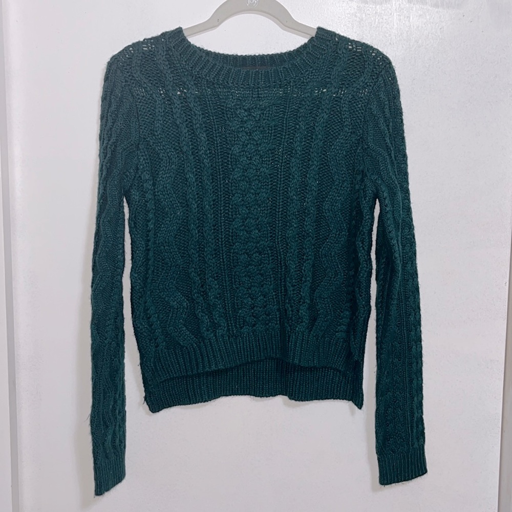 Chunky Cable Knit Sweater - Teal